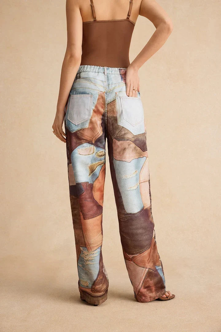 Nerea | Pantalón de Pierna Ancha con Bloques de Color