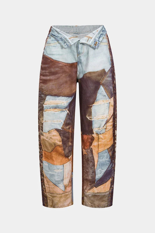 Nerea | Pantalón de Pierna Ancha con Bloques de Color