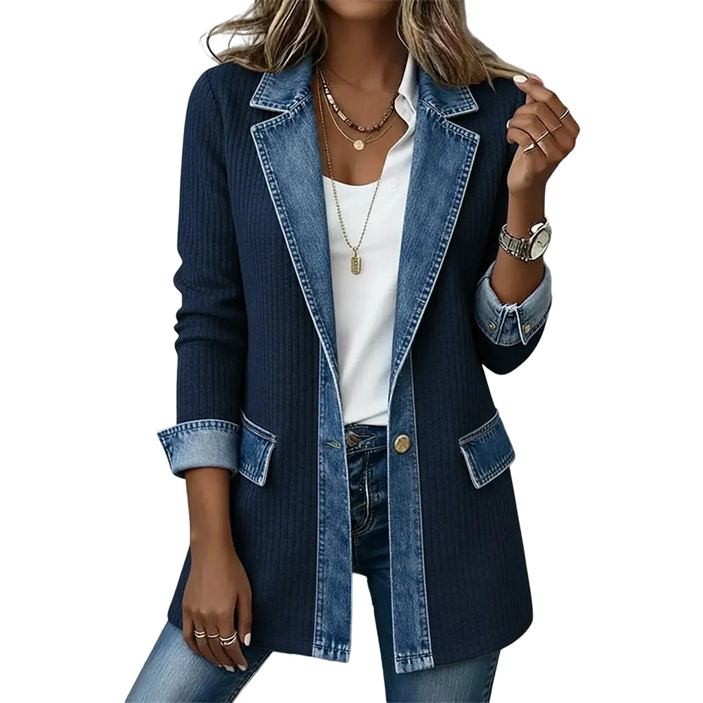 Vittoria | Chaqueta de Punto Acanalado con Detalles de Denim